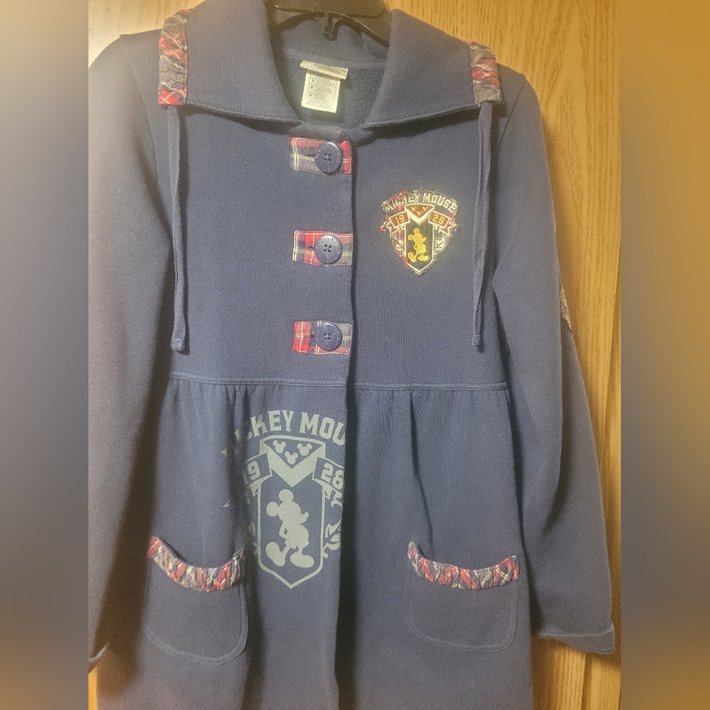 Navy Blue Mickey Mouse Coat with Plaid Accents Size Medium